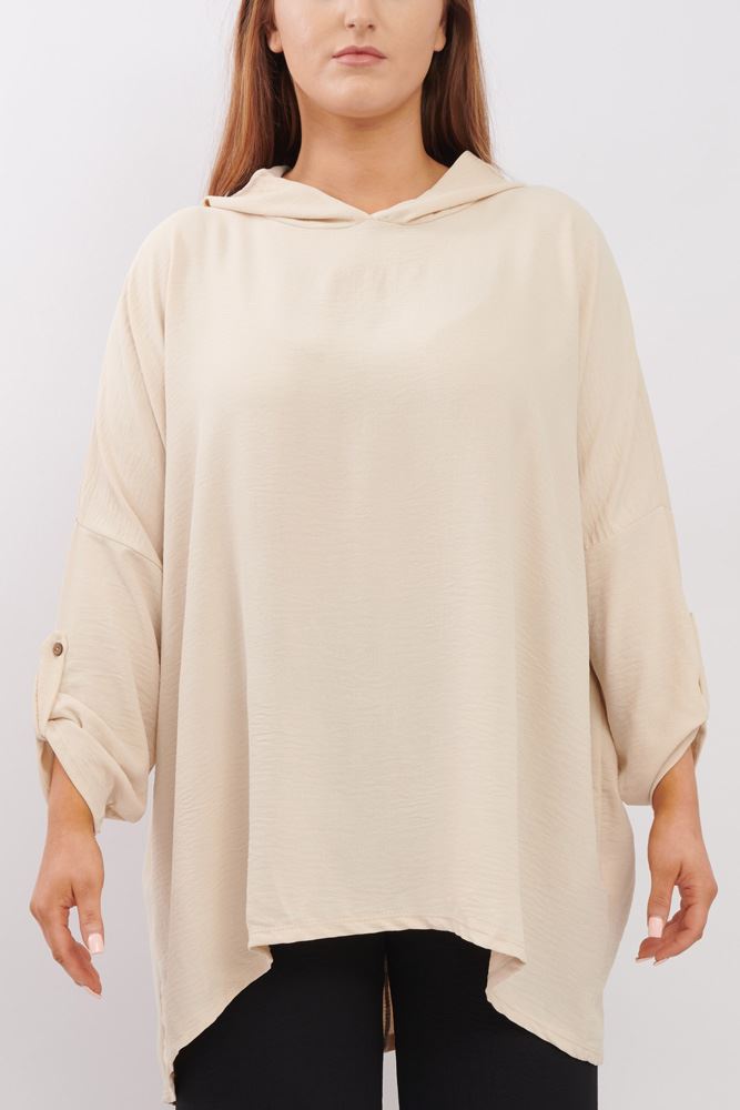 Plain Dipped Hem Viscose Hoody