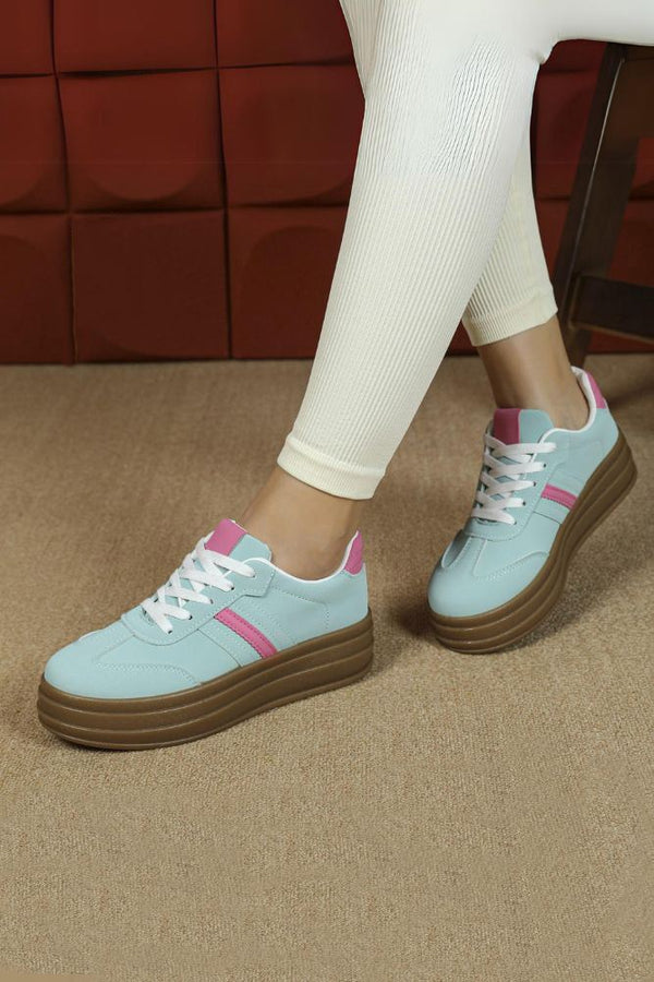 Two Tone Lined Breathable Lace Up Sneakers