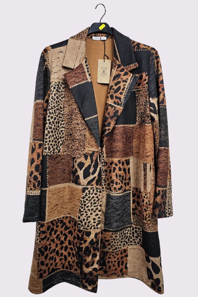 Multi Pattern Oversized Long Coat