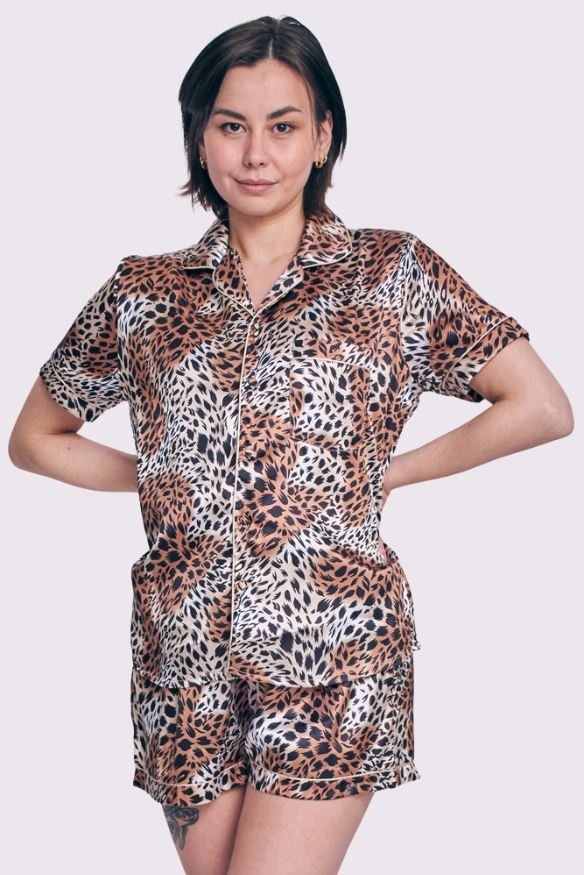 Leopard Print Button-up Elasticated Waistband Co-Ord Set