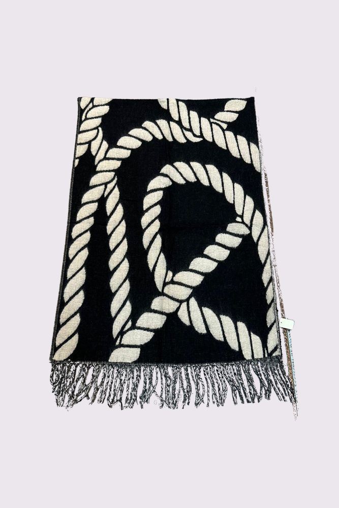 Abstract Ropes Print Soft Feel Tassel Scarves