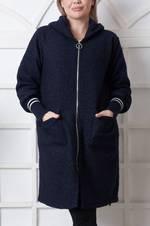 Plain Sherpa Zip Up Pocket Jacket