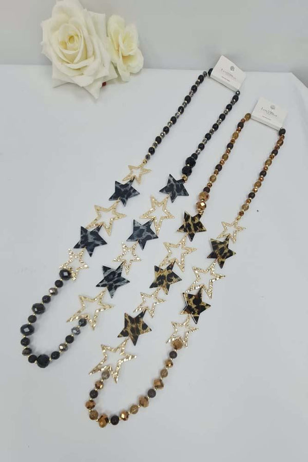 Leopard Star Beaded Necklace