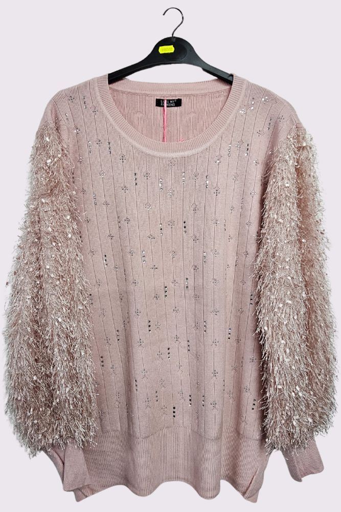 Diamante Fur Soft Knit Top