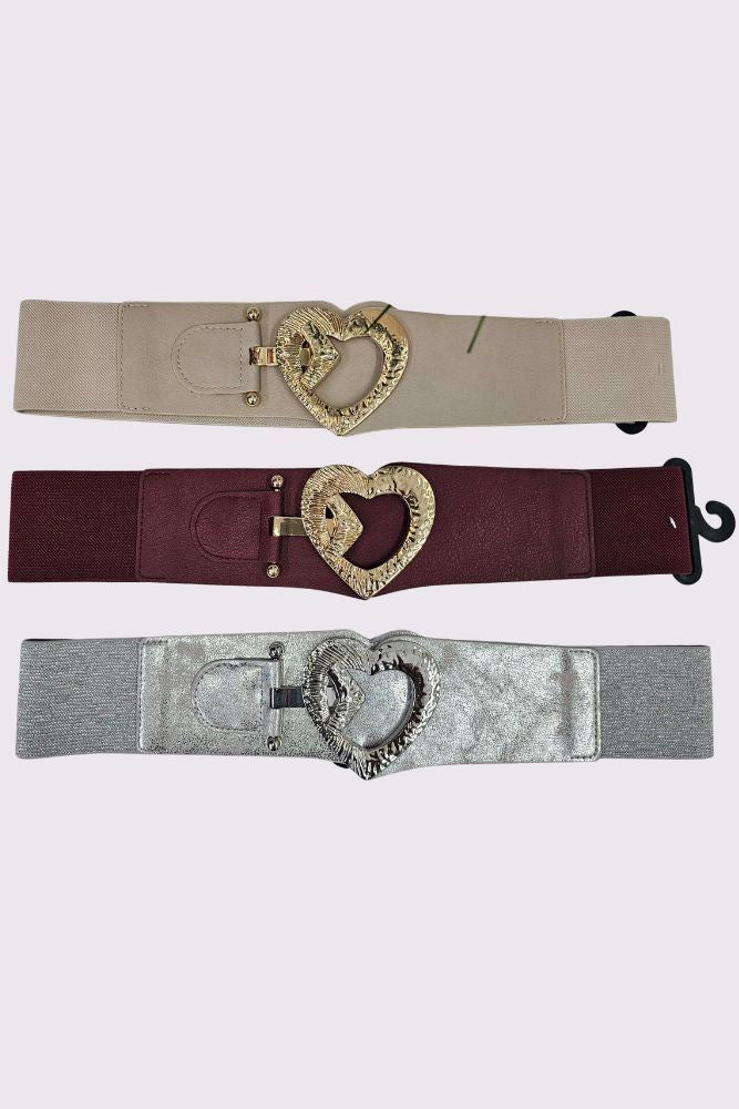 Heart Buckle Elasticated Belt