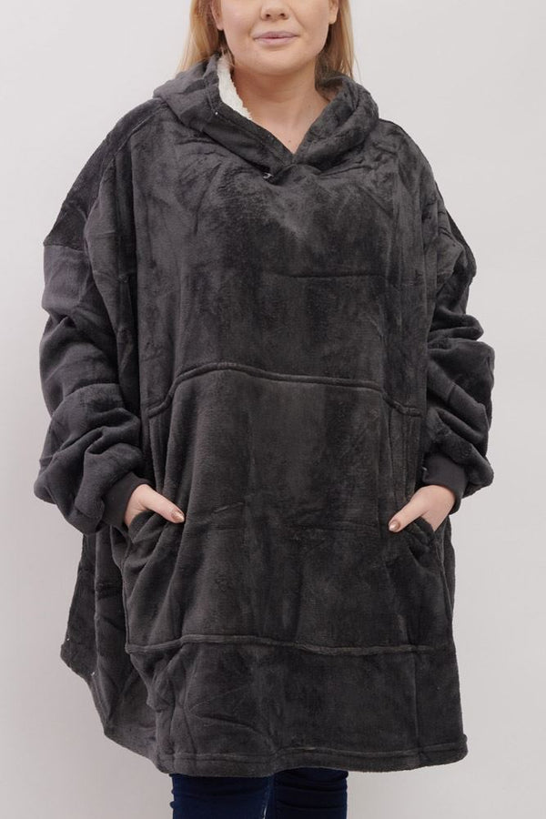 Plain Ultra Soft Front Pocket Oversize Hoodie Blanket