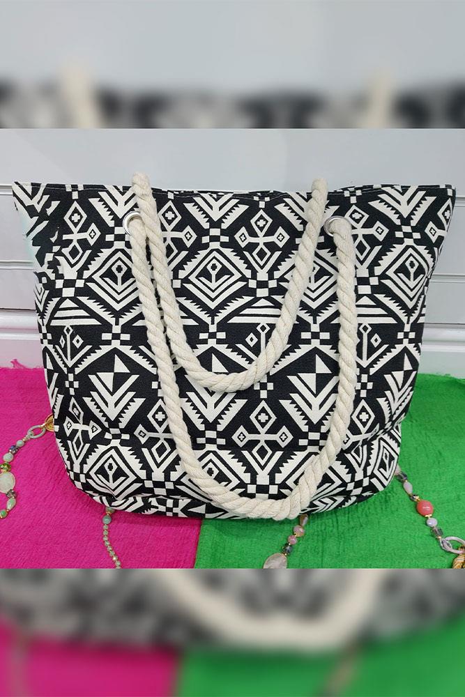 Abstract Aztec Print Tote Beach Hand Bag