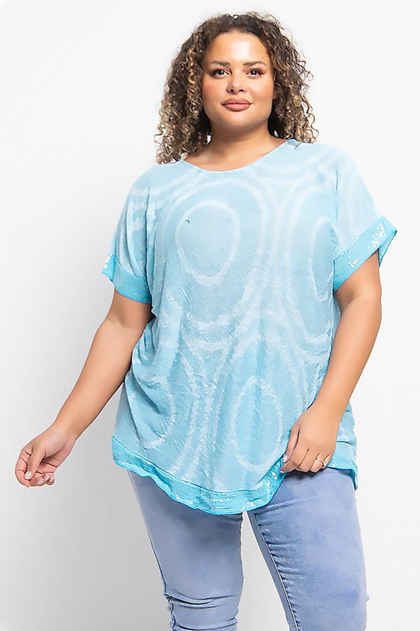 Sequin Detail  Tie Dye Print Top