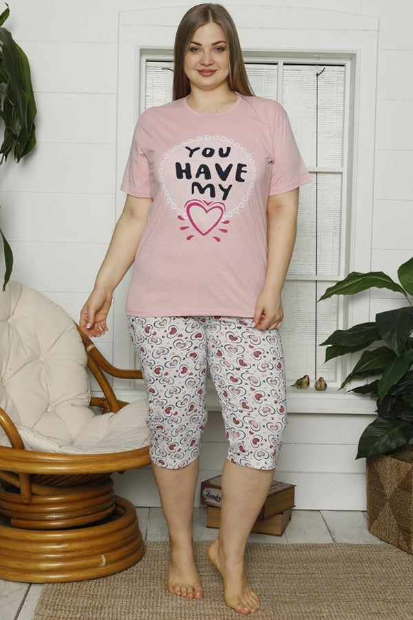 You Have My Heart Motif Top & 3/4 Trouser Pjs