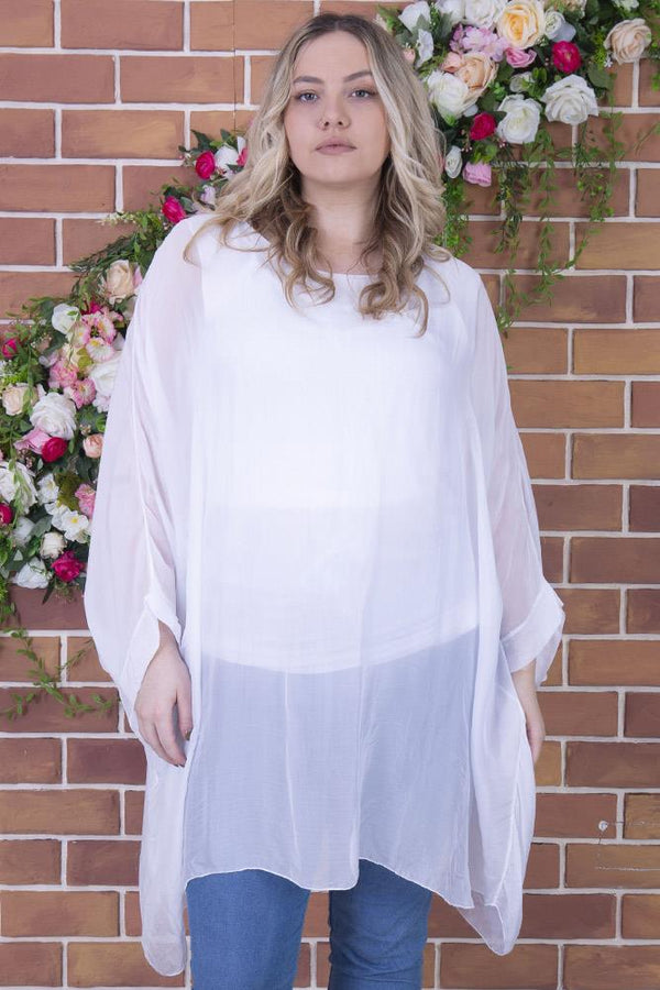 Plain Silk Tunic Top