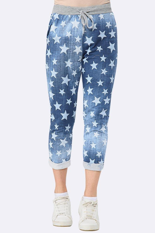 Small Star Printed Drawstring Trouser