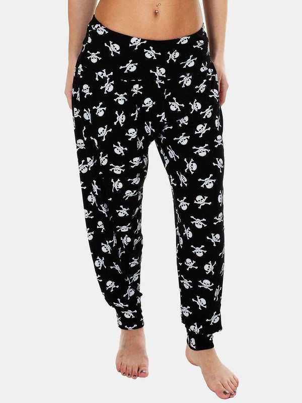 Ali Baba Skull Print Full Length Harem Trousers