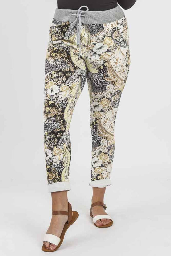 Cotton Paisley Print Drawstring Trouser