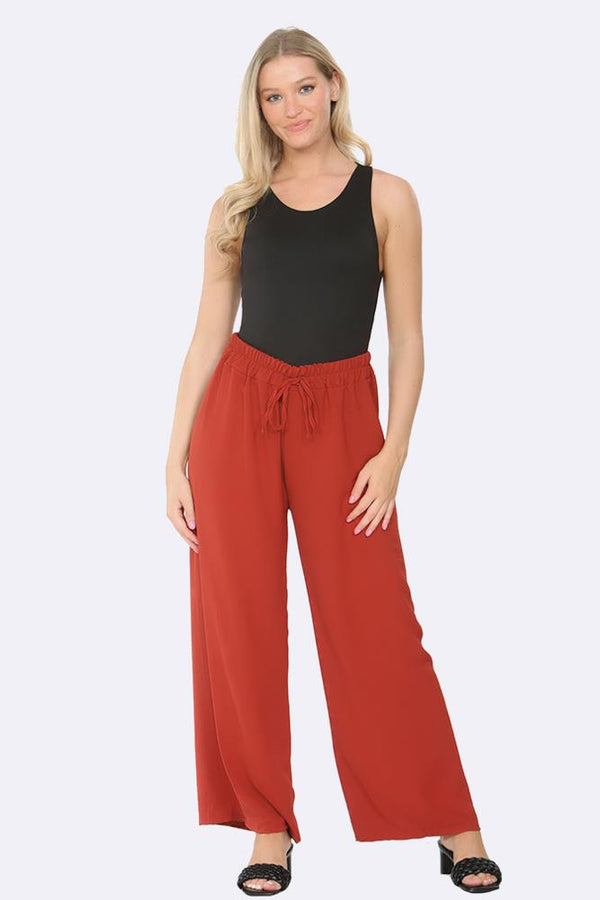 Italian Elastic Band Drawstring Palazzo Trouser