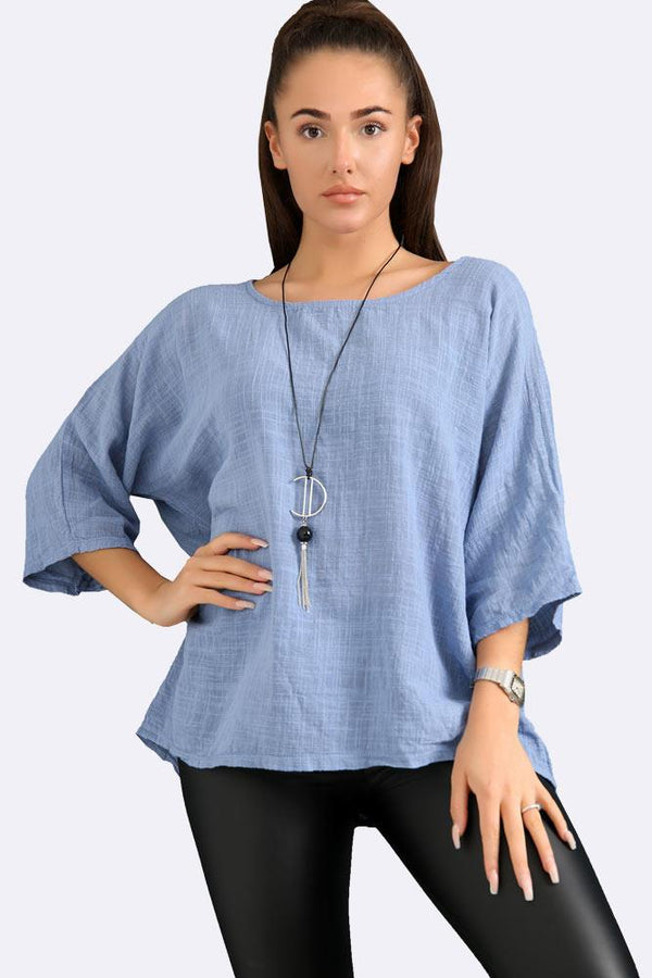 Plain Tunic Italian Necklace Top