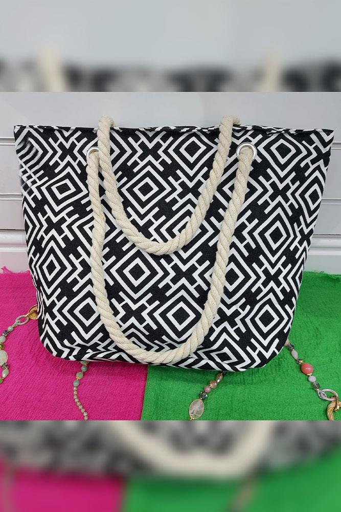 Abstract Aztec Print Tote Beach Hand Bag