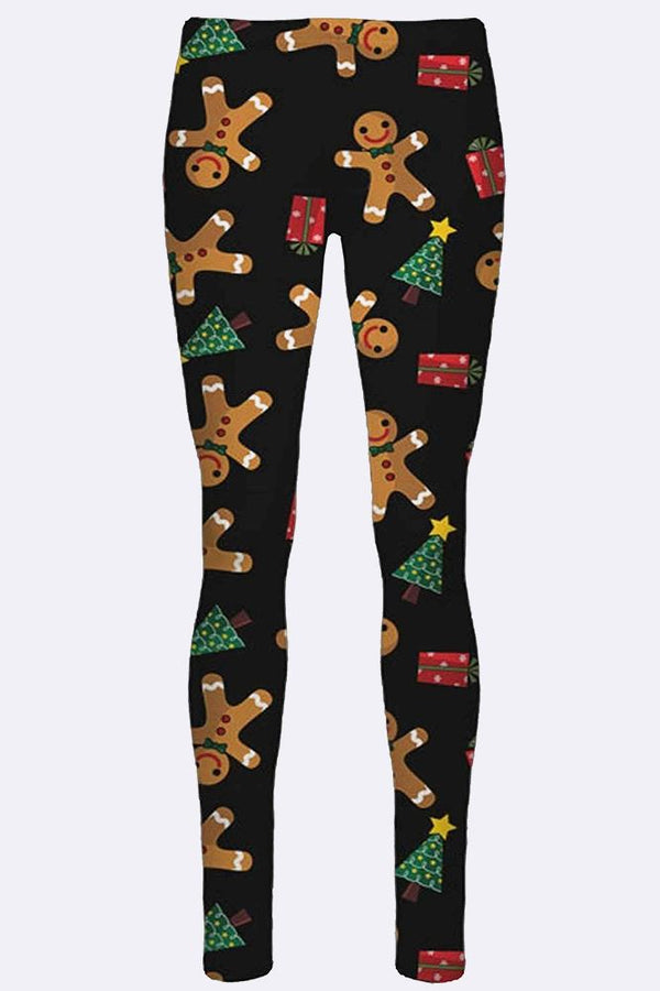 Xmas Gingerbread Gift Tree Print Legging