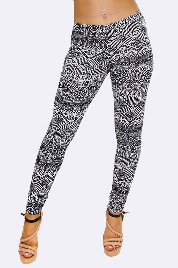 Wholesale Aztec Black And White Print Legging