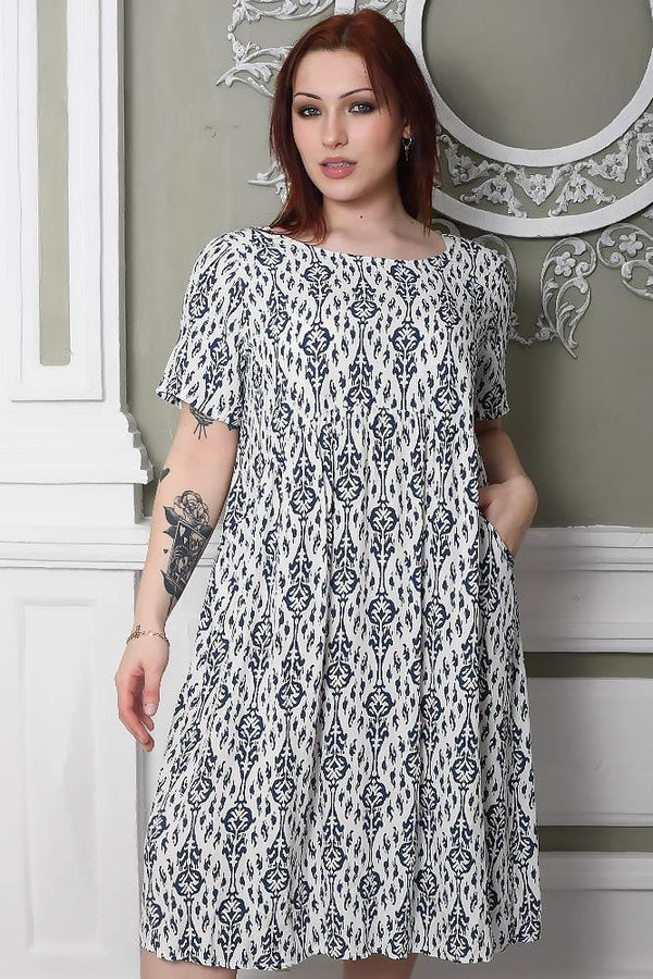 Baroque Print Viscose Dress