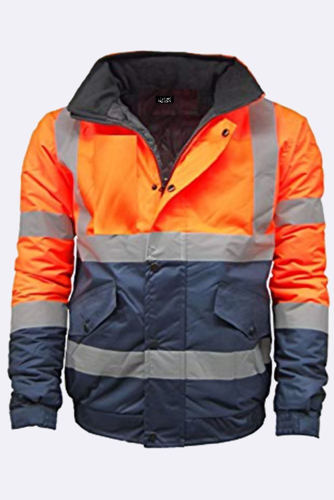 2 Tone High Visibility Bomber Padded Jacket