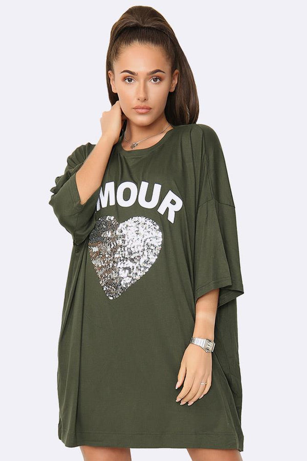 Amour Sequin Heart Motif Top