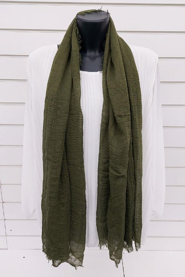 Plain Light Weight Frayed Hem Scarf