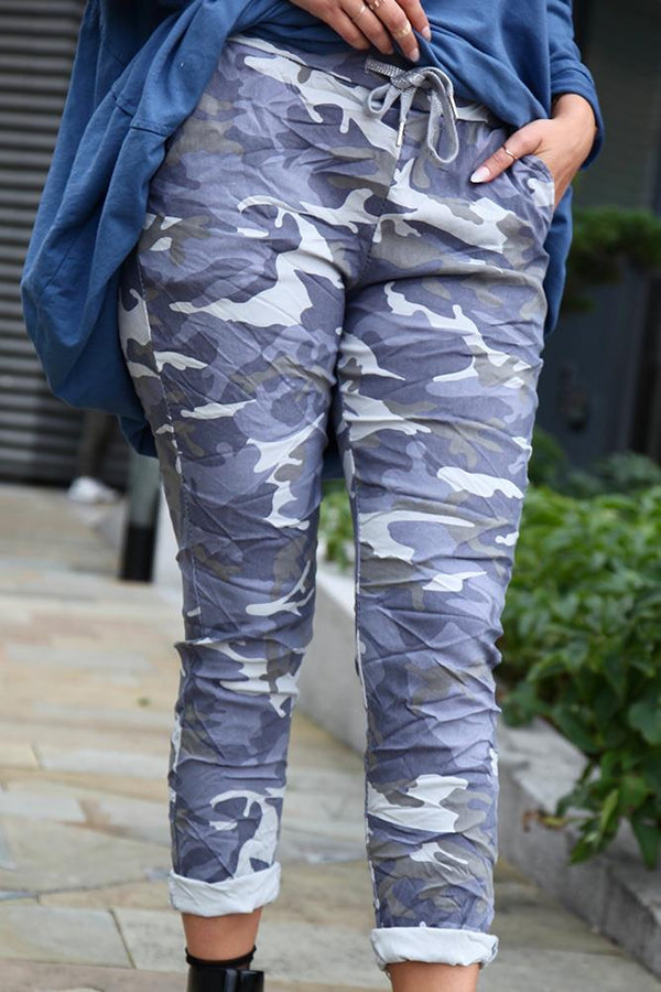 Camouflage Glitter Drawstring Trouser