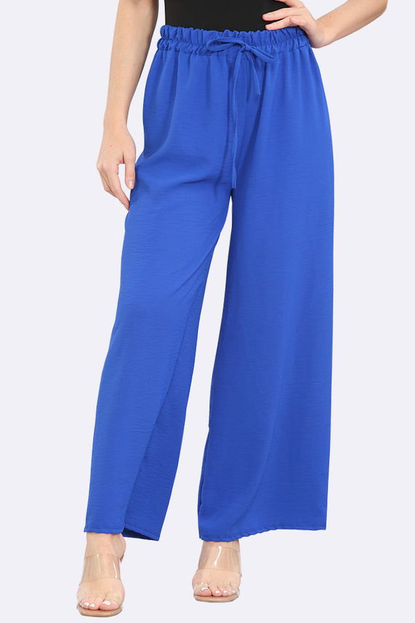 Italian Drawstring Waist Wide Leg Trousers