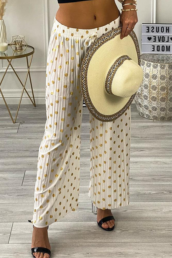 Polka Dot Print Drawstring Palazzo pants