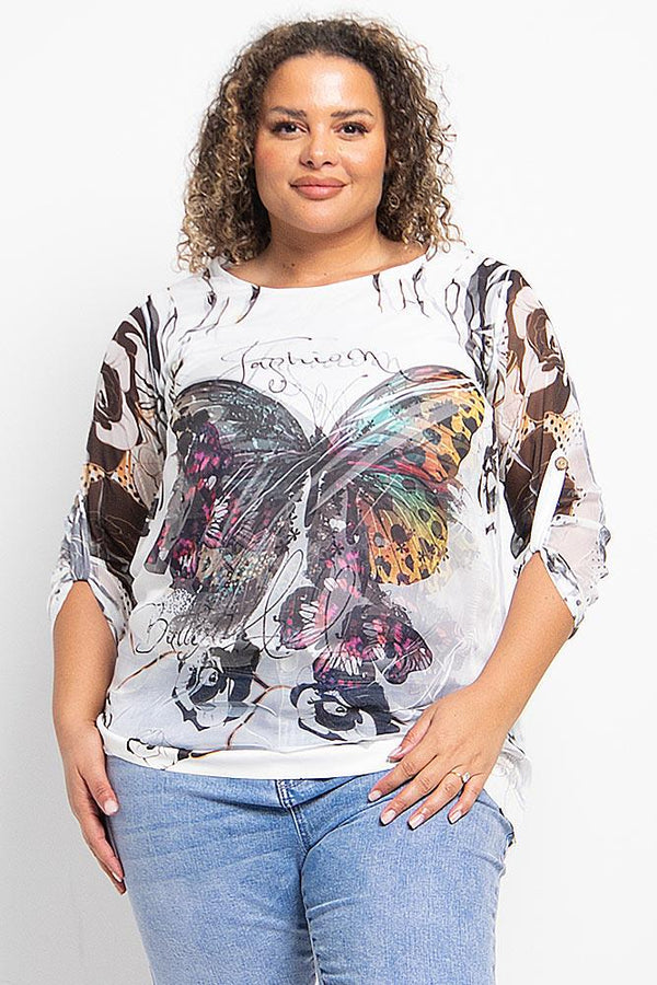 Butterfly Digital Print Tunic Top