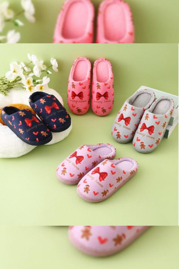 Bow Heart Mule Slippers