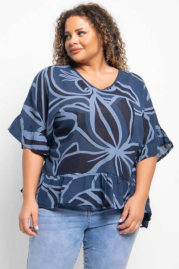 Abstract Print Panel Hem Top